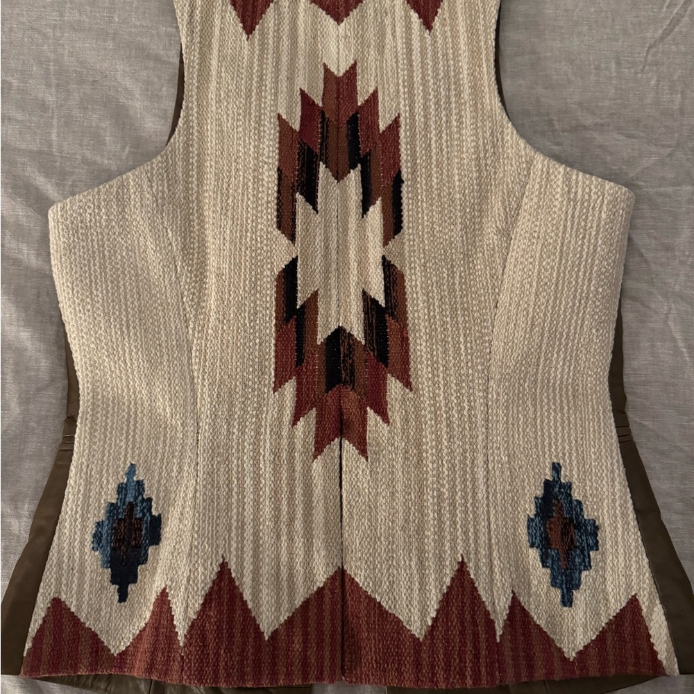 Shyanne Southwestern Leather & Tapestry Vest NWT
